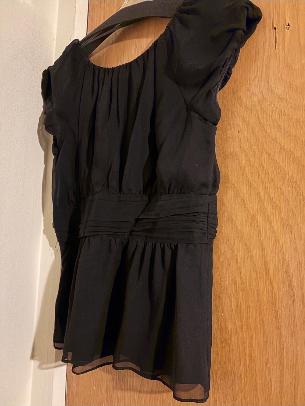 Theory Black Pleated Waist Blouse